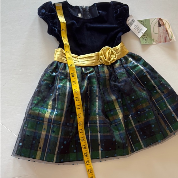 Bonnie Jean Navy Velvet green plaid little girls dress sz 2T - Picture 5 of 9